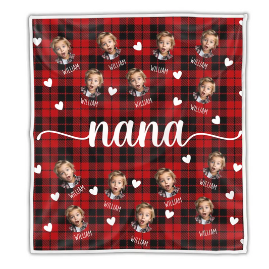 Custom Fleece Blanket With Kids Photo Gift For Grandma